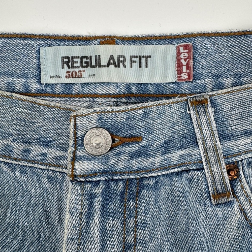 Levi's 505 Regular Fit Jeans Mens 38x32 Light Wash Blue Straight Leg Dad‎ Denim